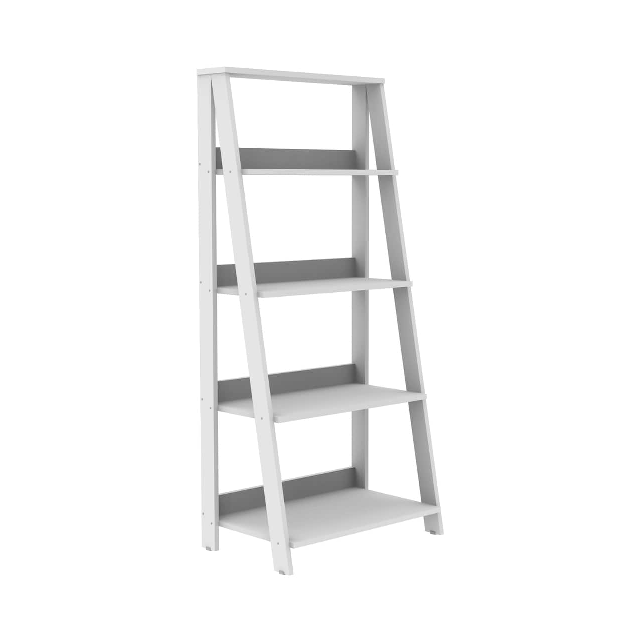 Walker Edison 55&#x22; White Modern Ladder Bookshelf